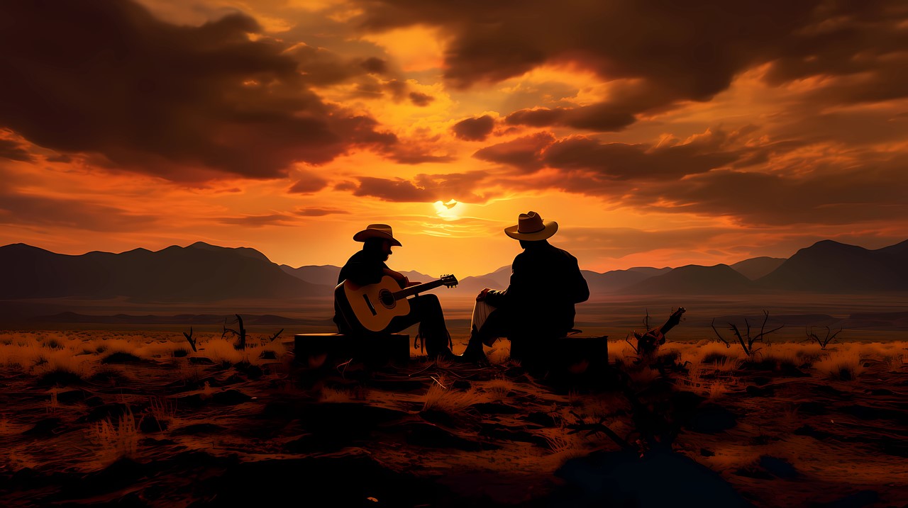 Sunrise on the prairie with a cowboy campfire song.